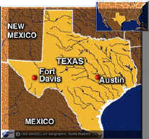 Map of Texas with Ft. Davis Highlight